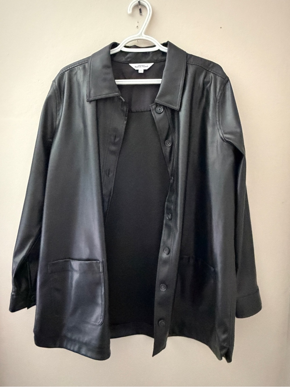Northern Reflections Black Faux Leather Button-Up Jacket